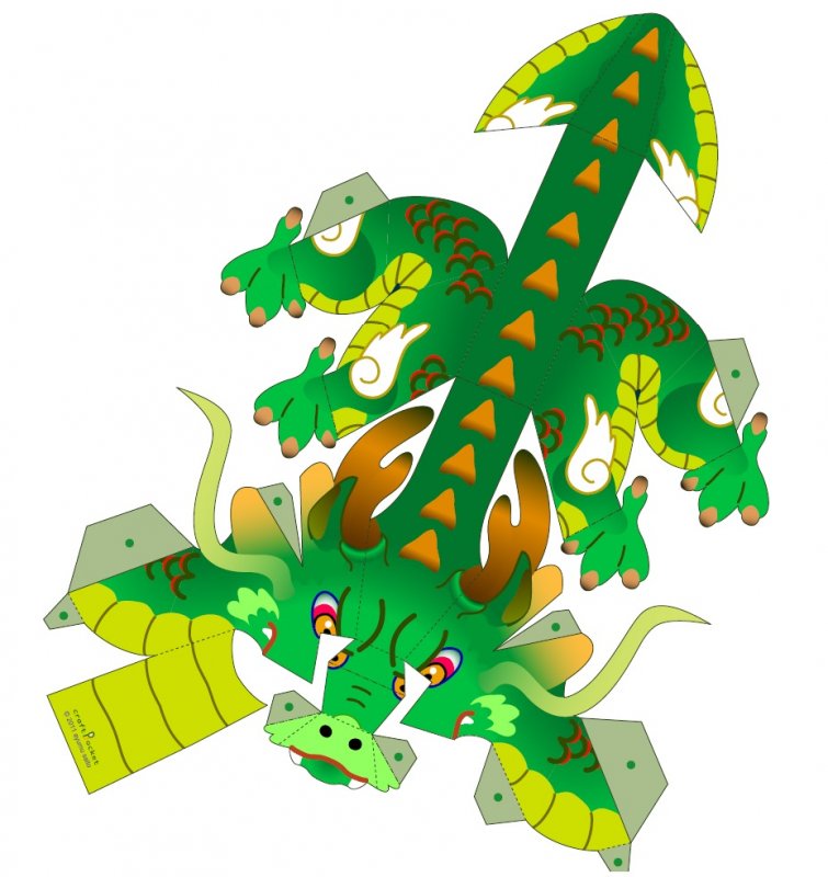 Модульное оригами дракон зеленый