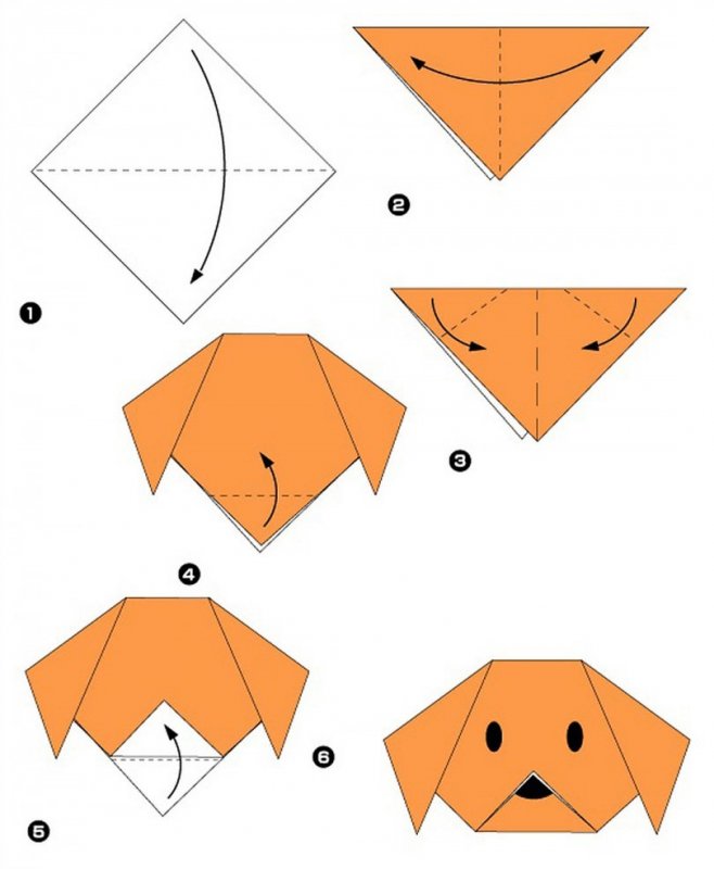 Оригами из бумаги для начинающих собачка схема