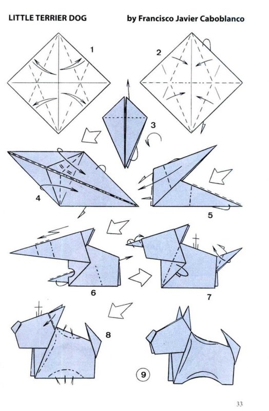 Оригами собачка из бумаги пошаговой инструкции
