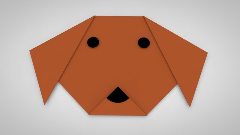 Оригами голова собаки