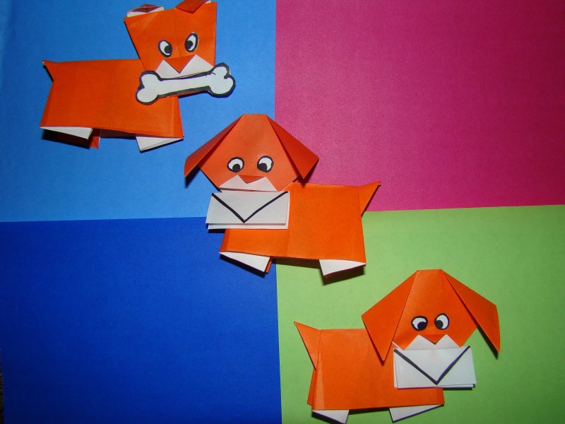Оригами собака из бумаги для детей 6-7 лет