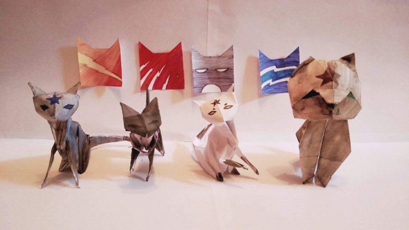 Оригами коты Воители
