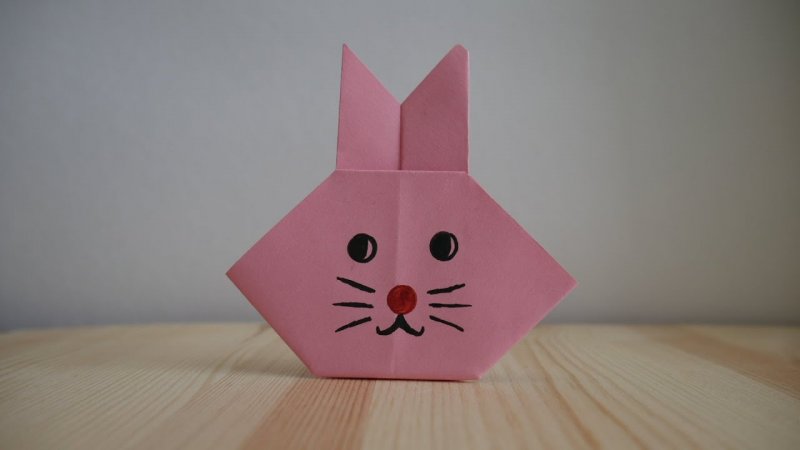 Оригами заяц из бумаги для детей пошагово