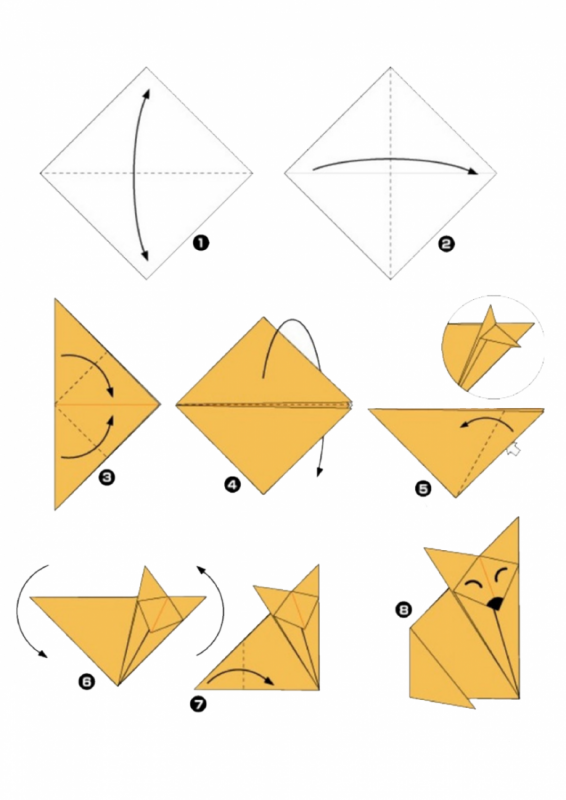 Лисичка оригами схема простая для детей