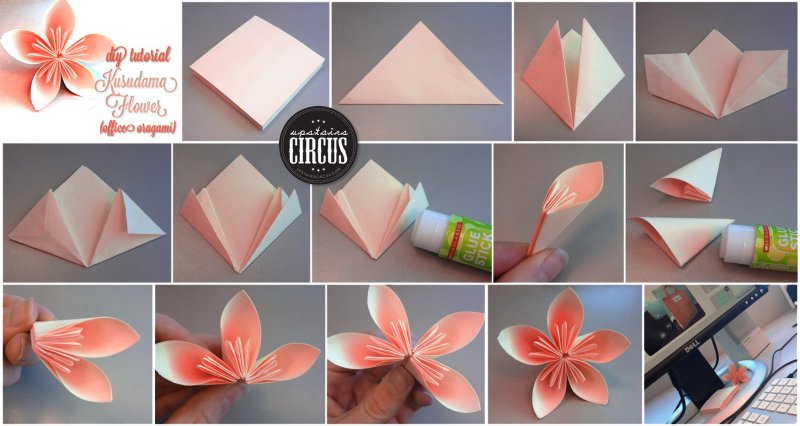 Оригами цветок пошагово для начинающих