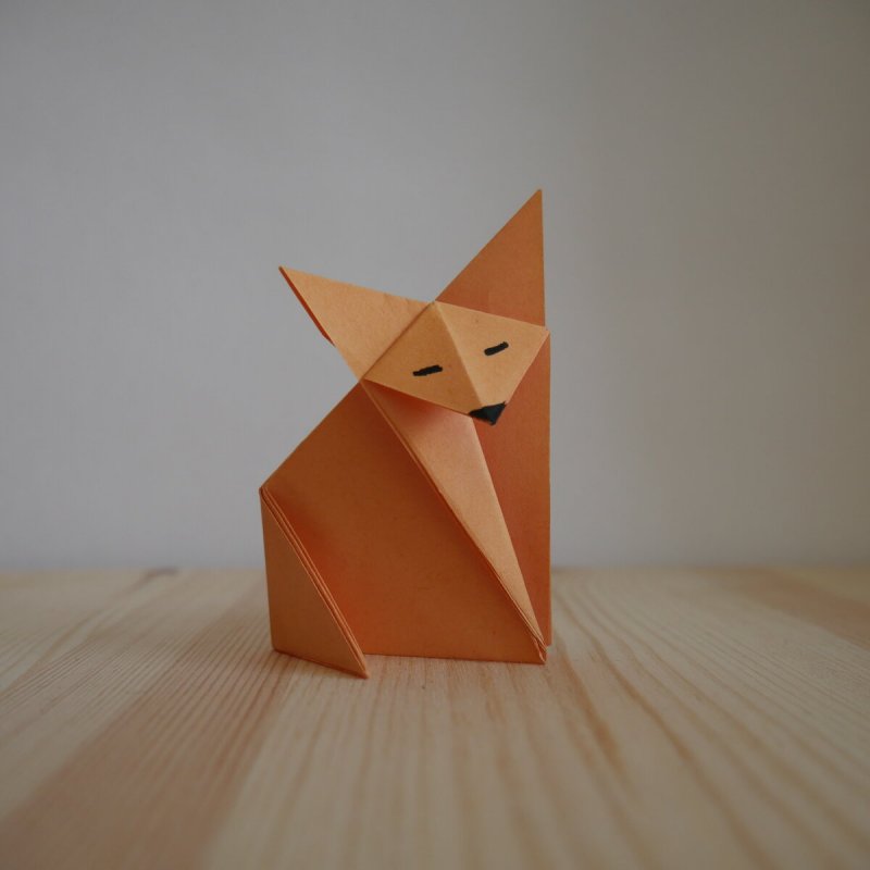 Лисичка оригами из бумаги