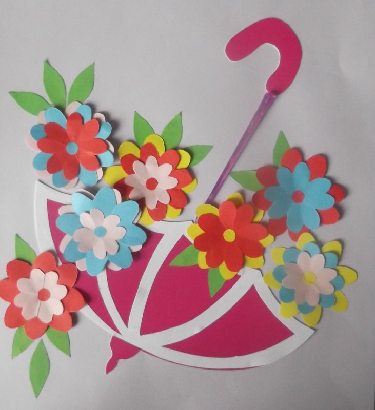 Аппликация зонтик с цветами