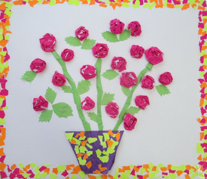 Аппликация цветы в старшей группе детского сада