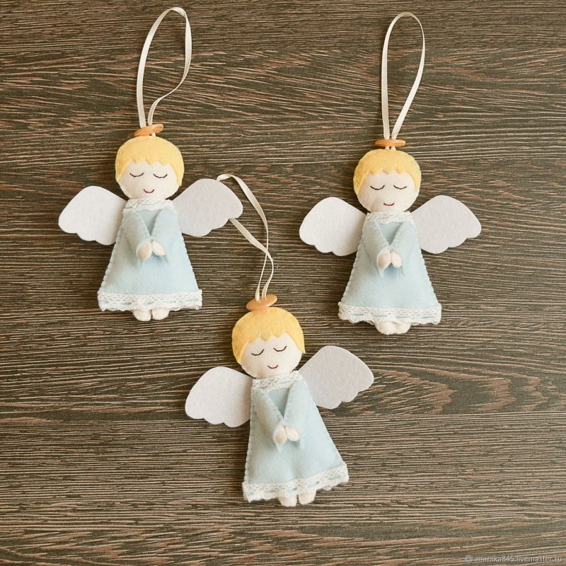 Елочные игрушки из фетра ангел