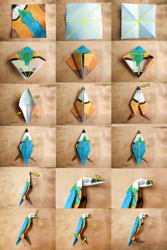 Оригами попугай пошаговая инструкция