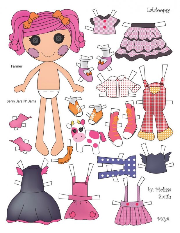 Бумажные куклы Лалалупси с одеждой