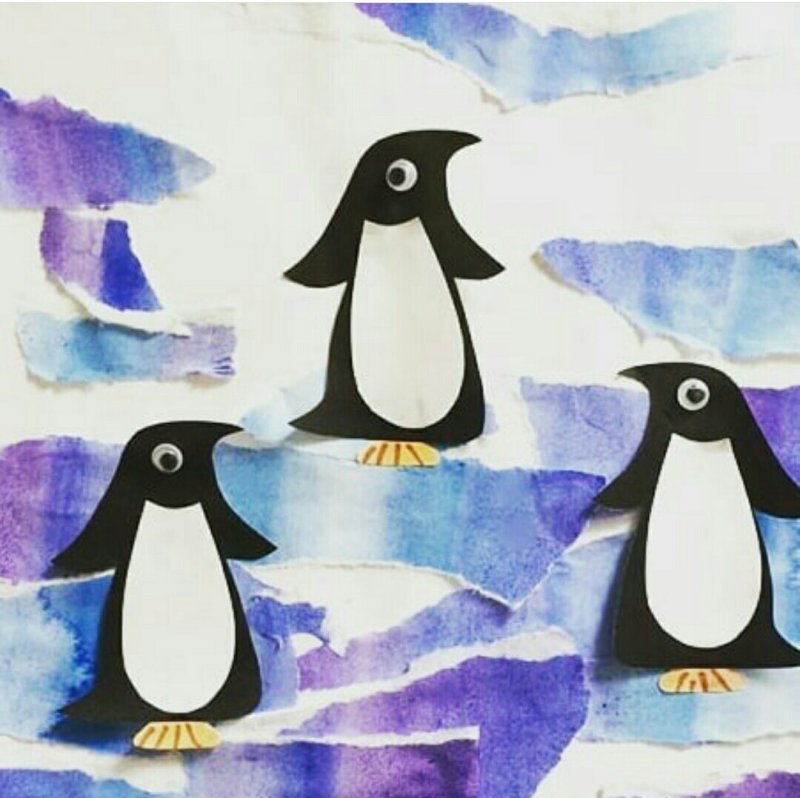 Аппликация пингвины на льдине подготовительная группа