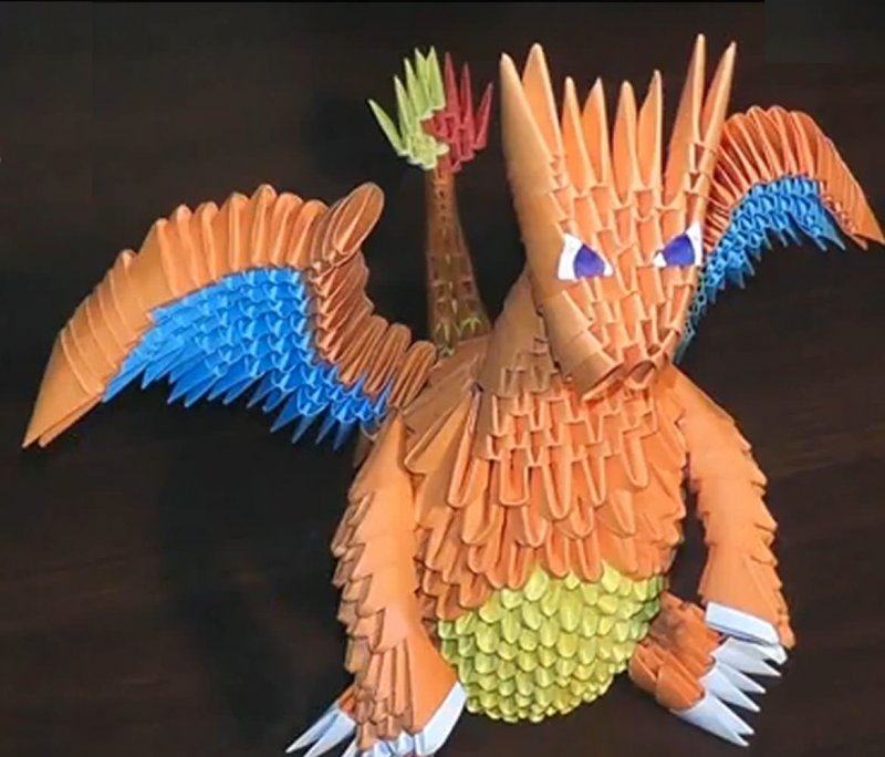 Оригами Динозаврик из бумаги для детей