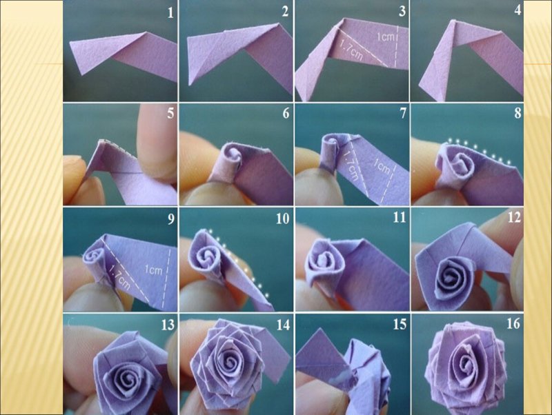Оригами Розочка из бумаги поэтапно