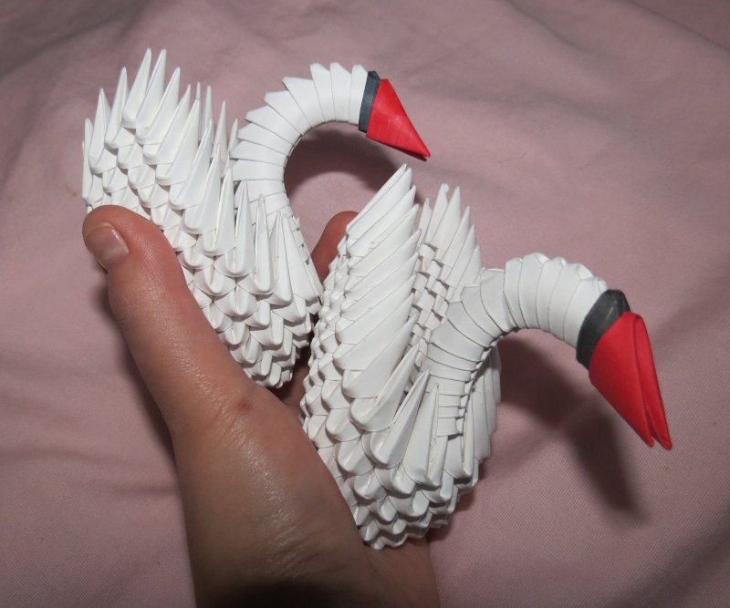 Лебедь из бумаги модульное оригами