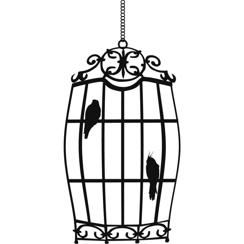 Птица в клетке силуэт