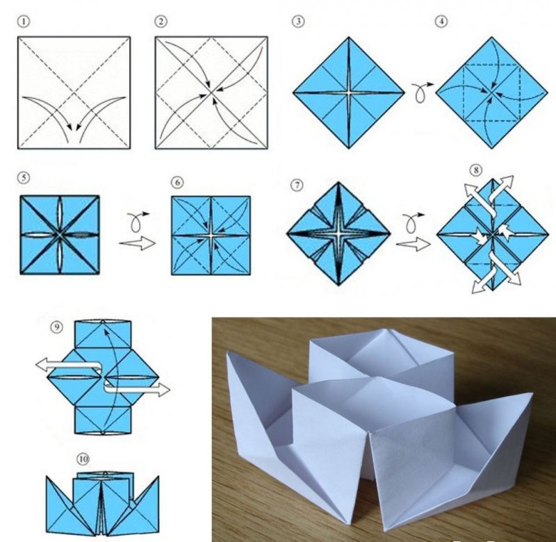 Оригами двухтрубный пароход