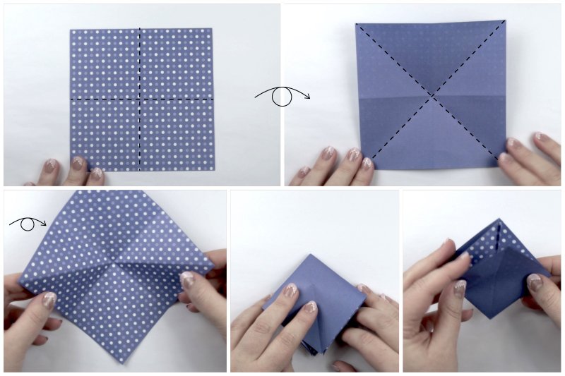 Оригами коробочка двойной квадрат