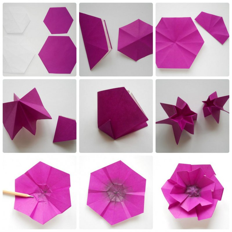 Оригами цветок из бумаги схема для начинающих