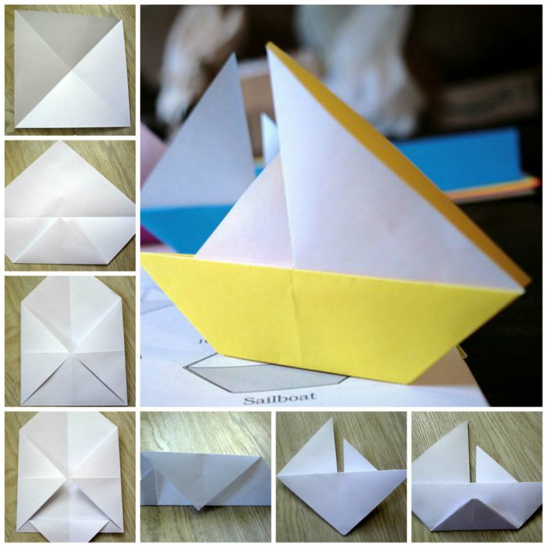 Оригами кораблик из бумаги для детей простой