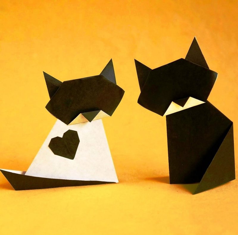 Оригами из бумаги кошка