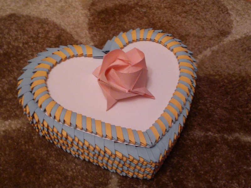 Модульное оригами шкатулка сердце