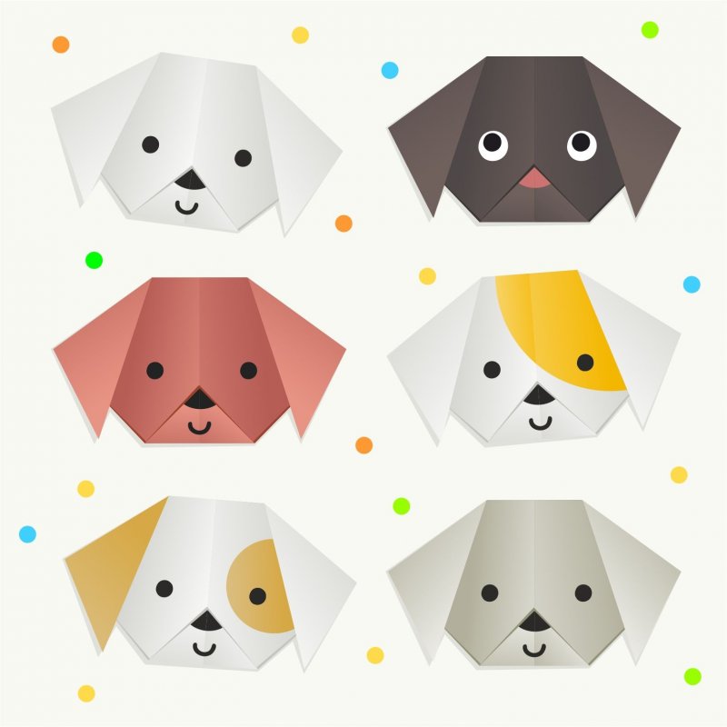 Оригами мордочка собаки