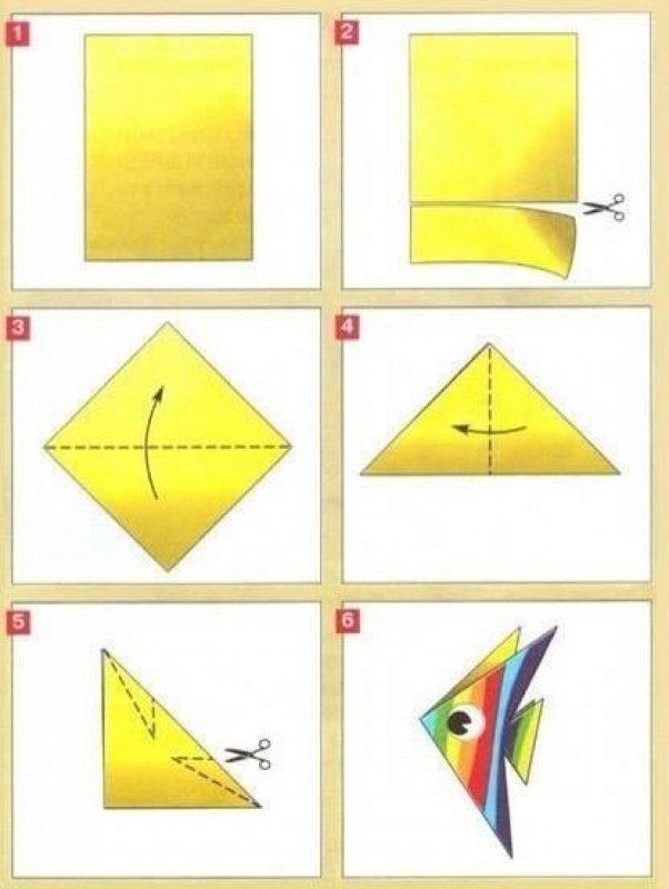 Оригами из бумаги рыбка схема поэтапно для детей