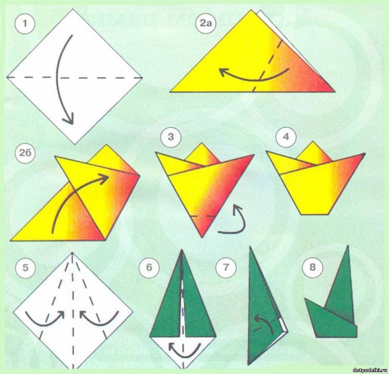 Цветы оригами из бумаги для детей