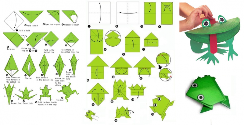 Оригами из бумаги схемы для начинающих лягушка