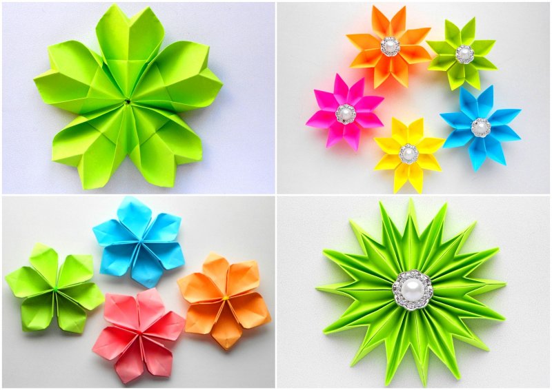 Цветы из цветной бумаги для детей