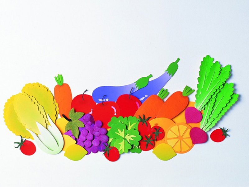 Объемные фрукты и овощи