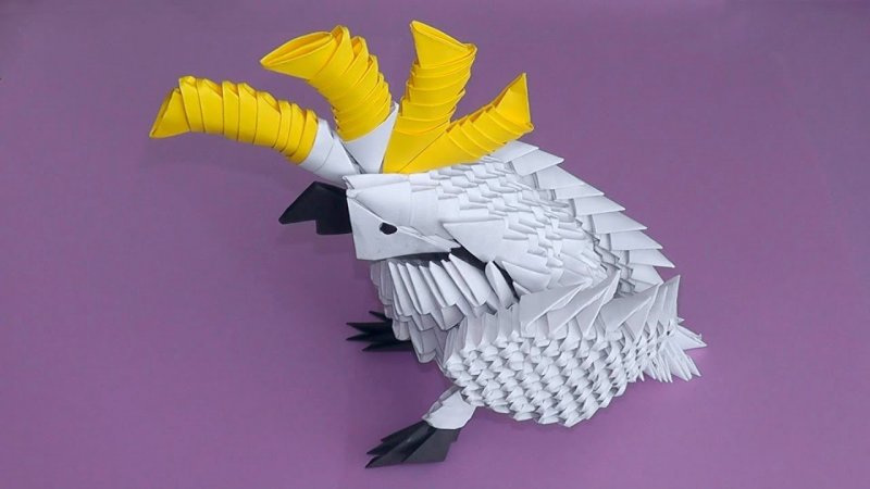 Оригами попугай Какаду