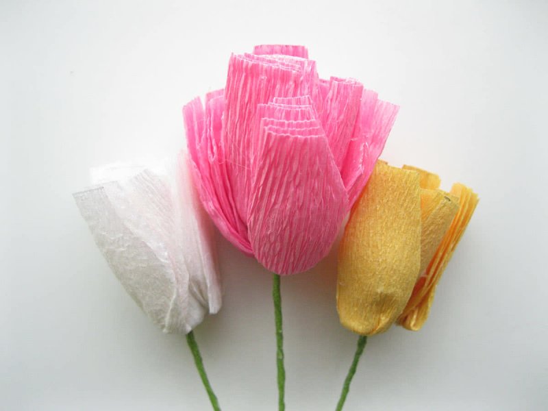 Цветочки из гофрированной бумаги