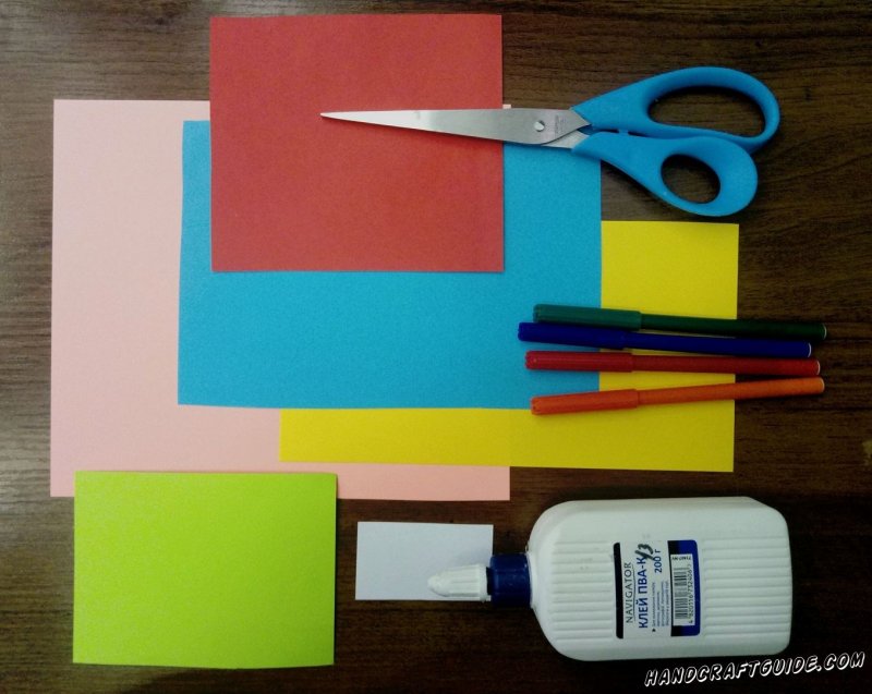 Цветной картон клей ножницы