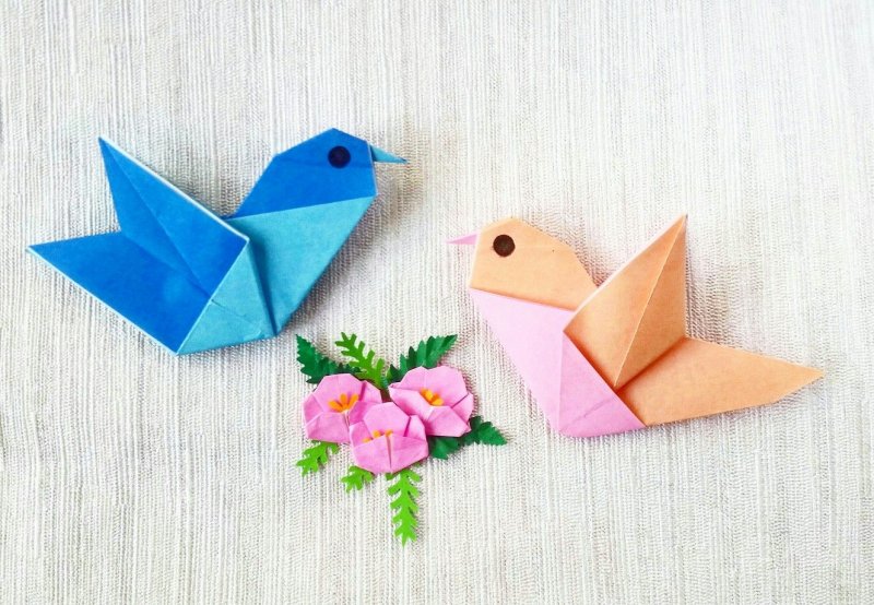 Оригами птица для детей