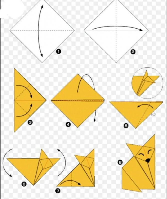 Лисица оригами из бумаги схемы для детей