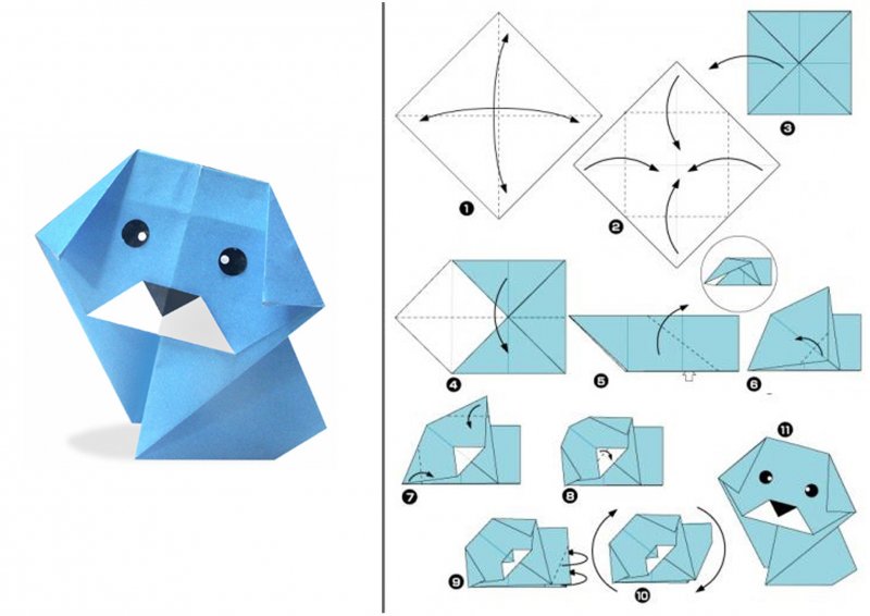Оригами собачка из бумаги