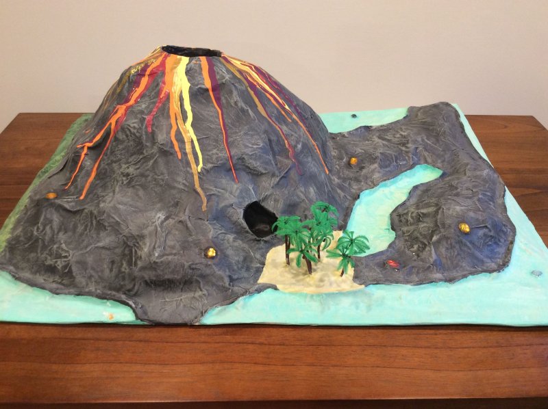 Модель вулкана из бумаги