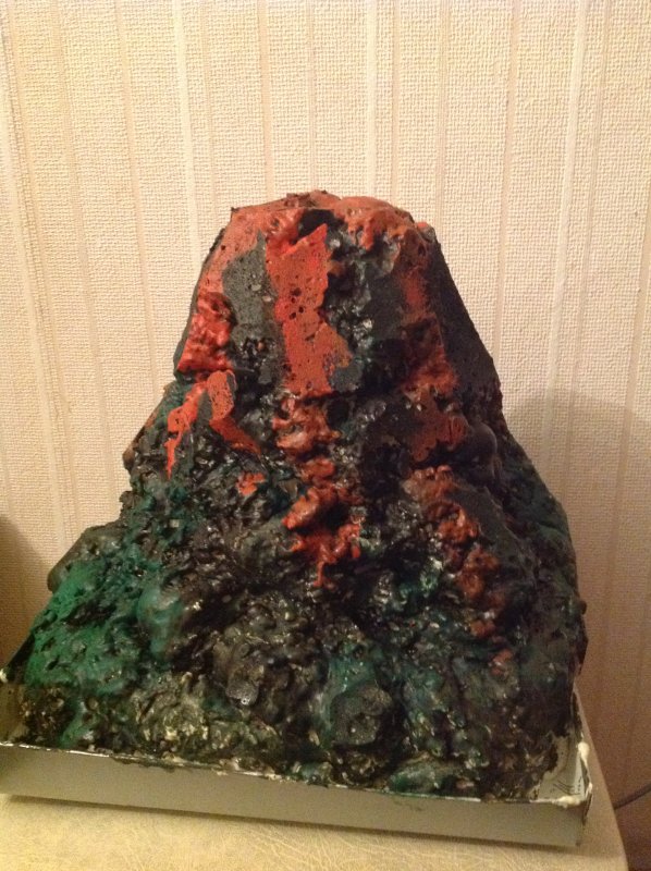 Макет вулкана из картона
