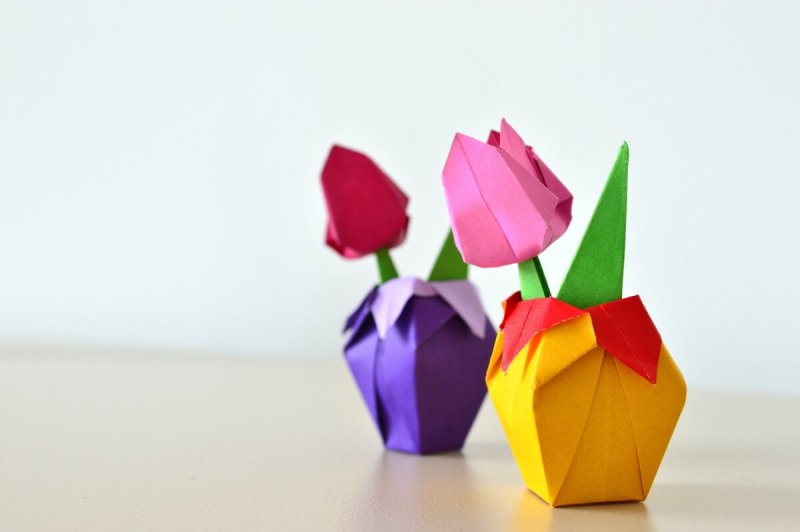 Оригами из цветной бумаги