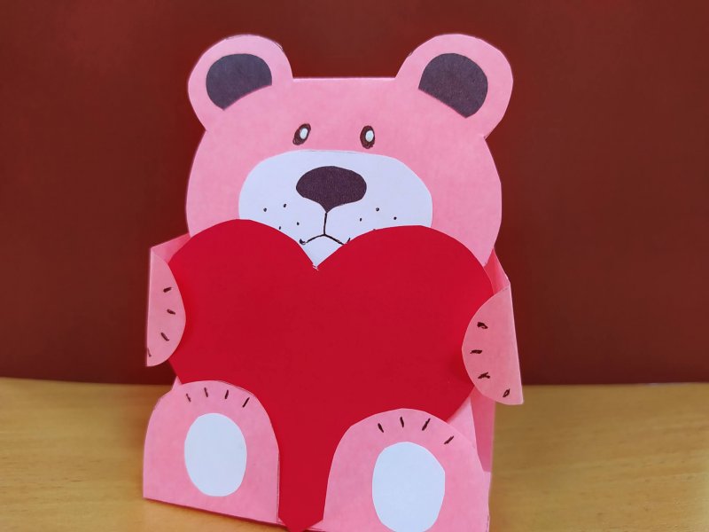 Медвежонок валентинка из бумаги