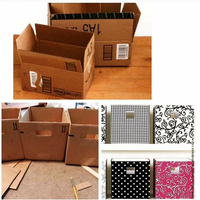 Декор картонной коробки для хранения