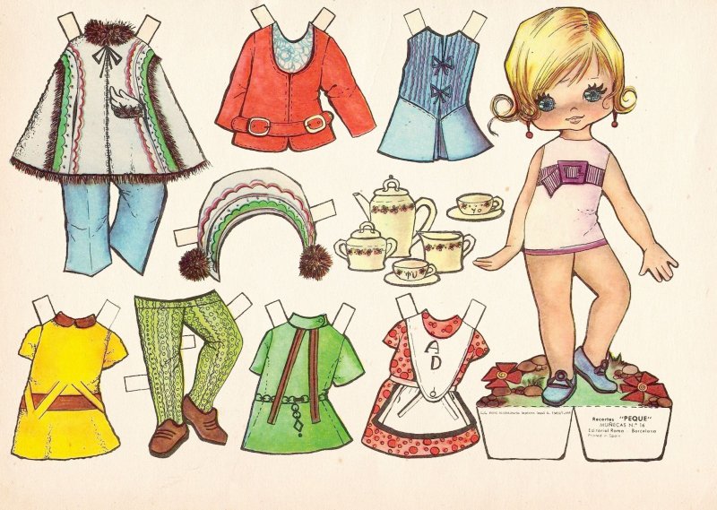 Эскизы одежды для бумажных кукол