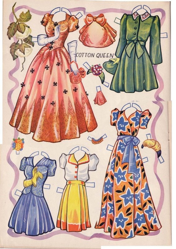 Винтажные бумажные платья с куклой