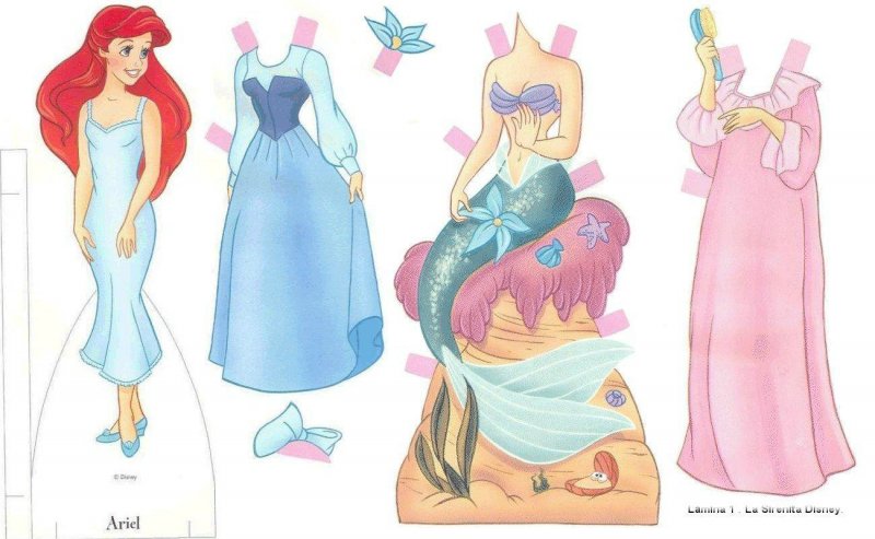 Бумажные куклы принцессы Диснея Ариэль