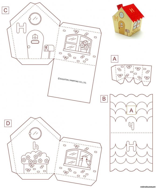 Схема сборки картонного домика