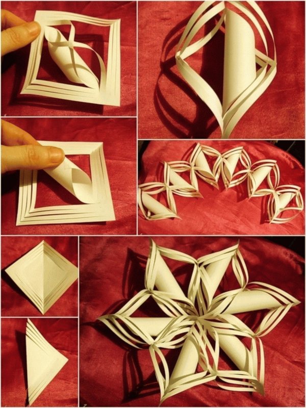 Как сделать объемные снежинки из бумаги схемы пошагово