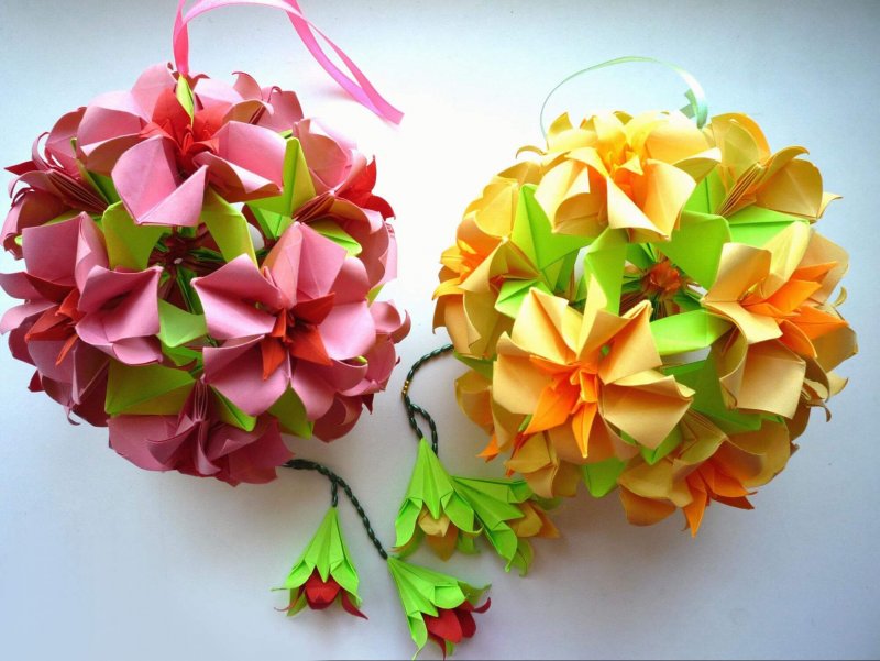 Цветы оригами кусудами
