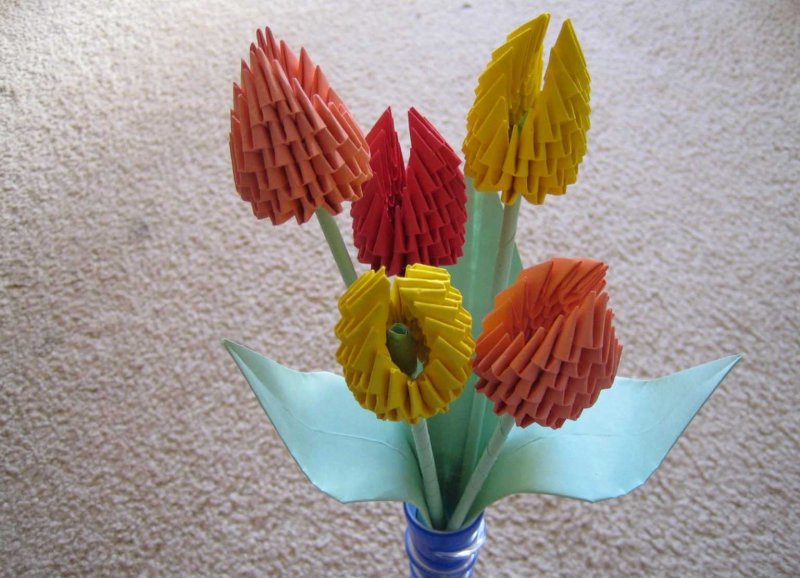 Модульное оригами цветы тюльпаны